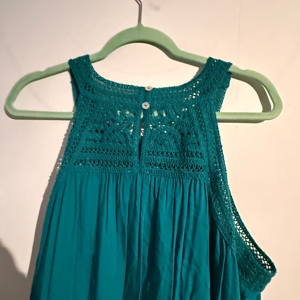 Soft Surroundings 2X Crochet Dress Boho Effortless Minimalist Resort Flowy.Teal - Picture 5 of 5